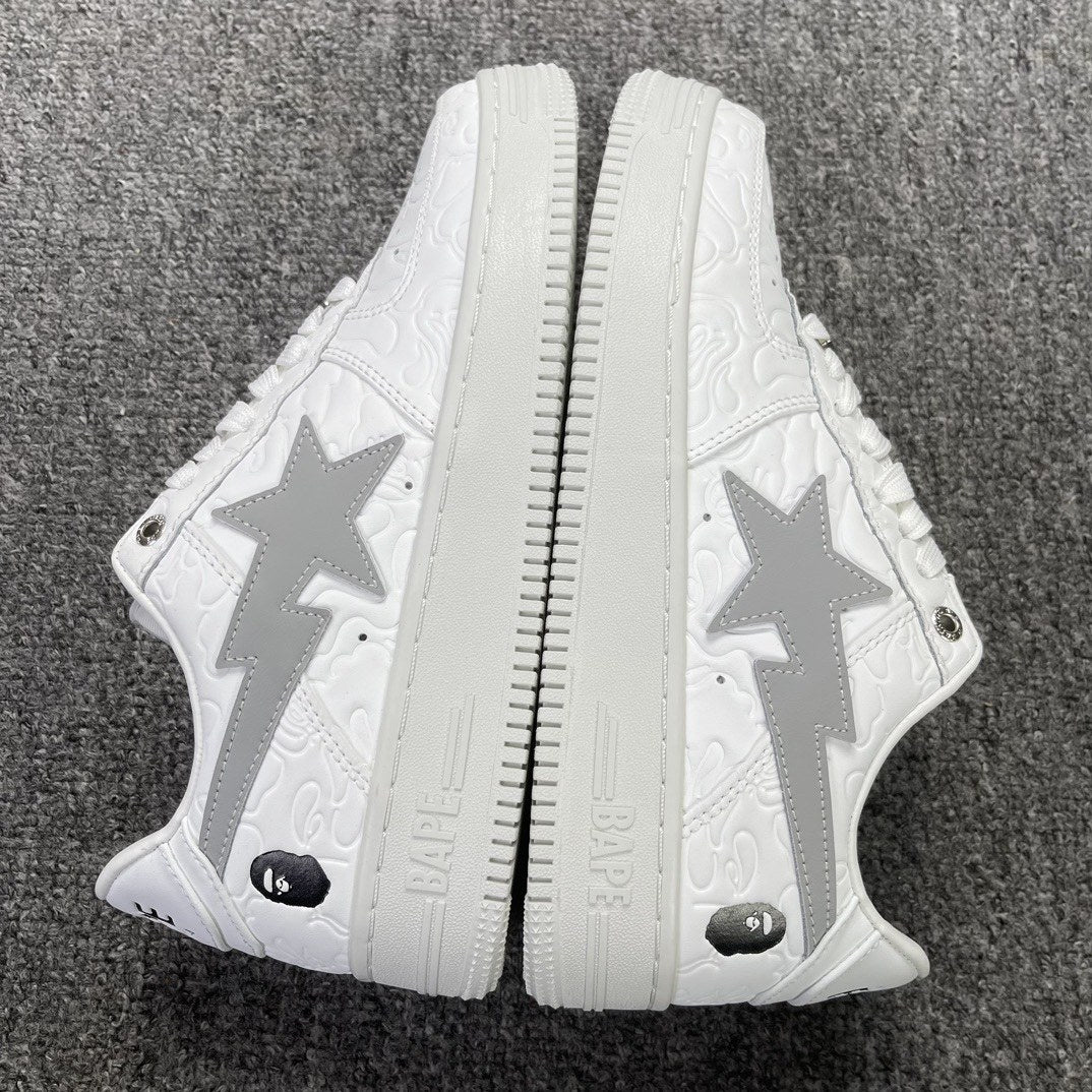 Bape Sta White Grey Embossed