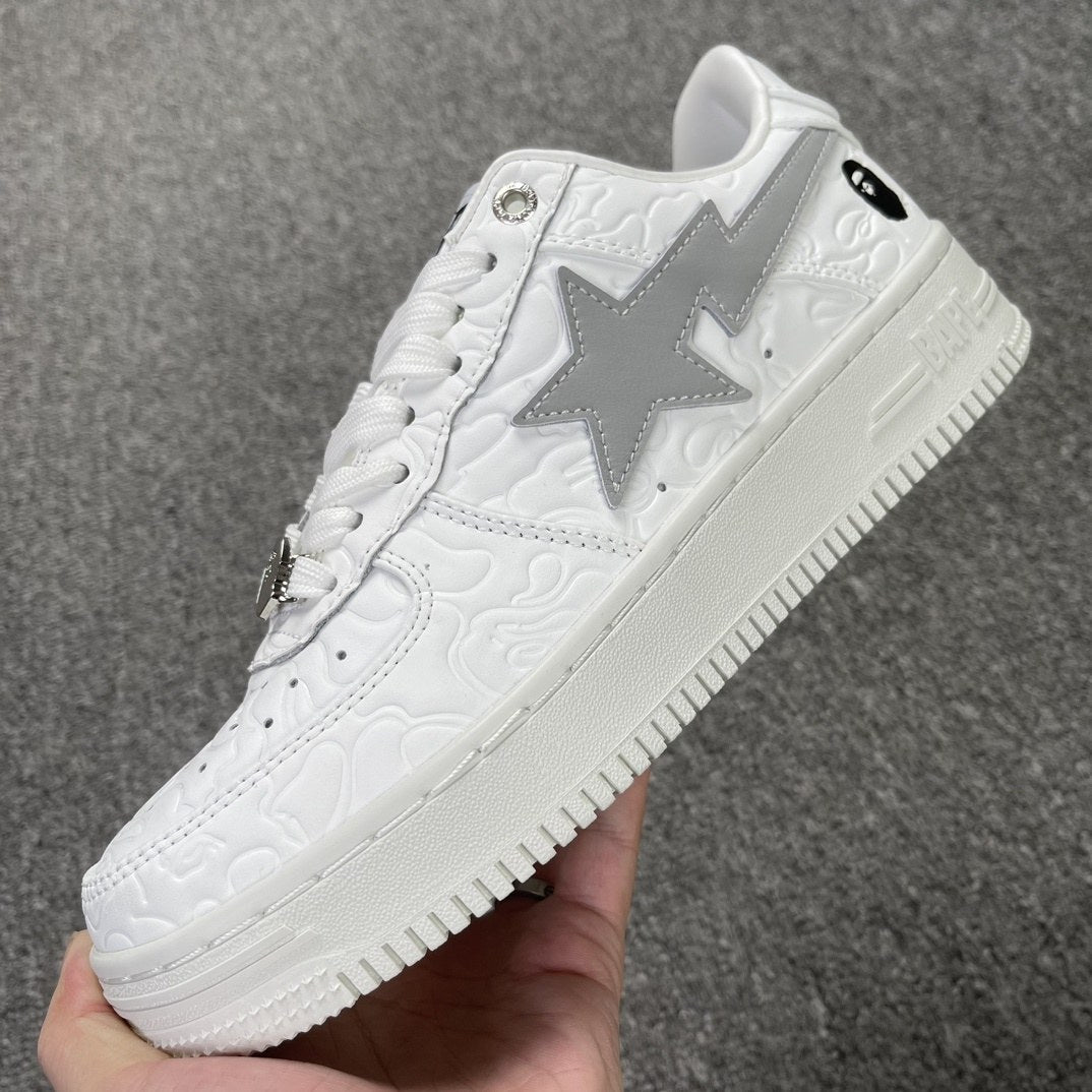 Bape Sta White Grey Embossed