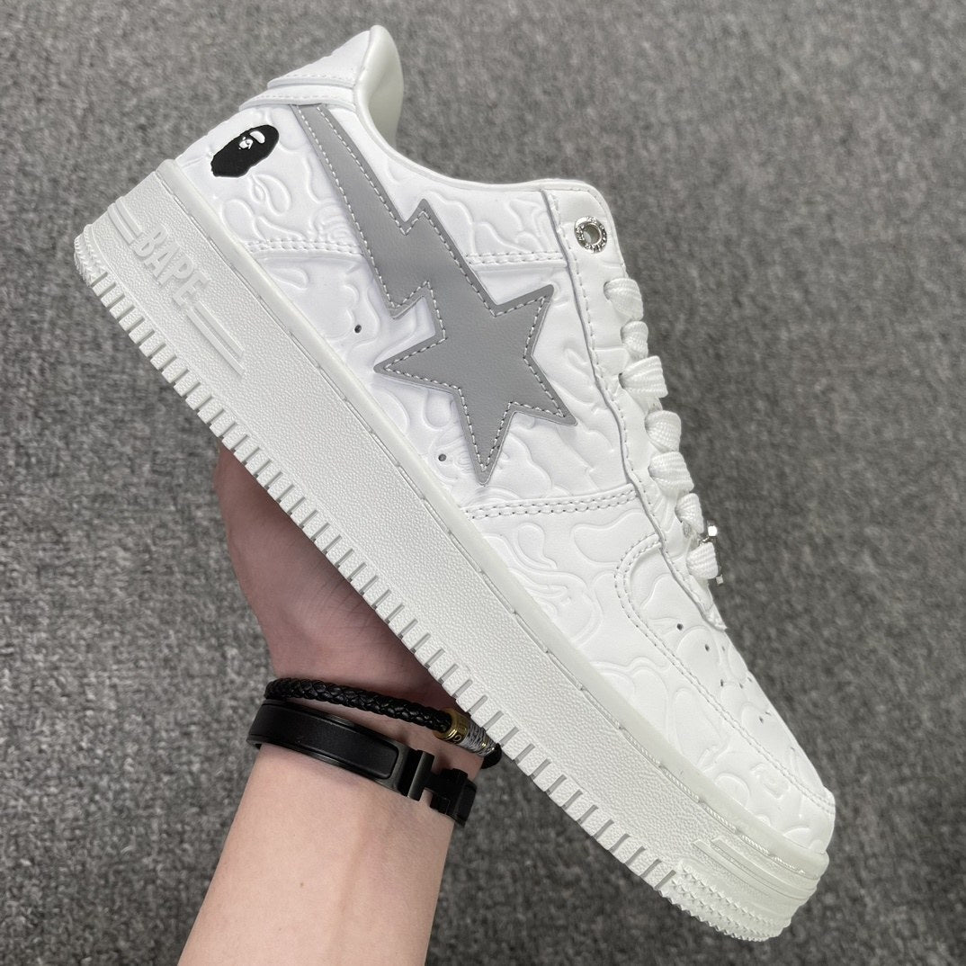 Bape Sta White Grey Embossed