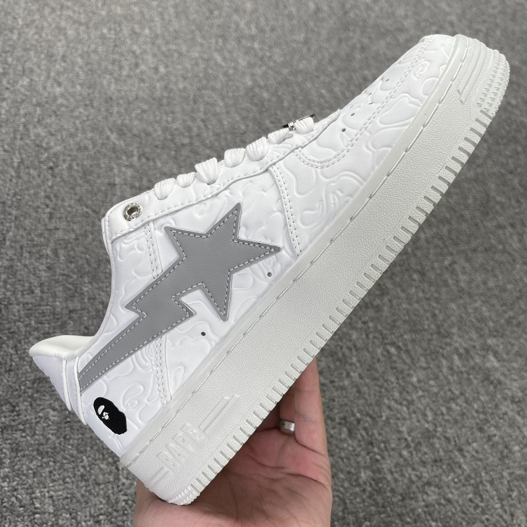 Bape Sta White Grey Embossed