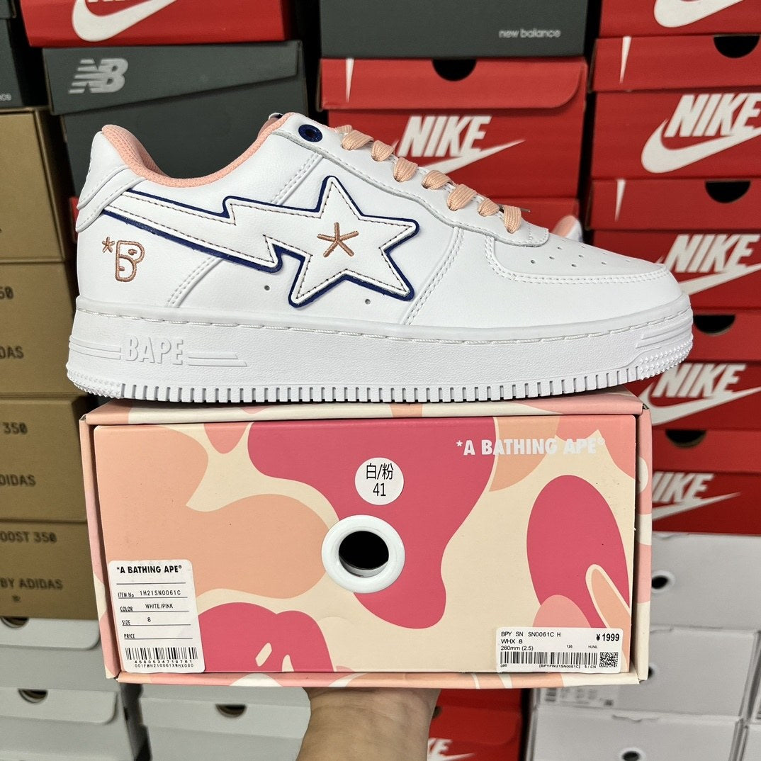 Bape Sta White Pink Outline