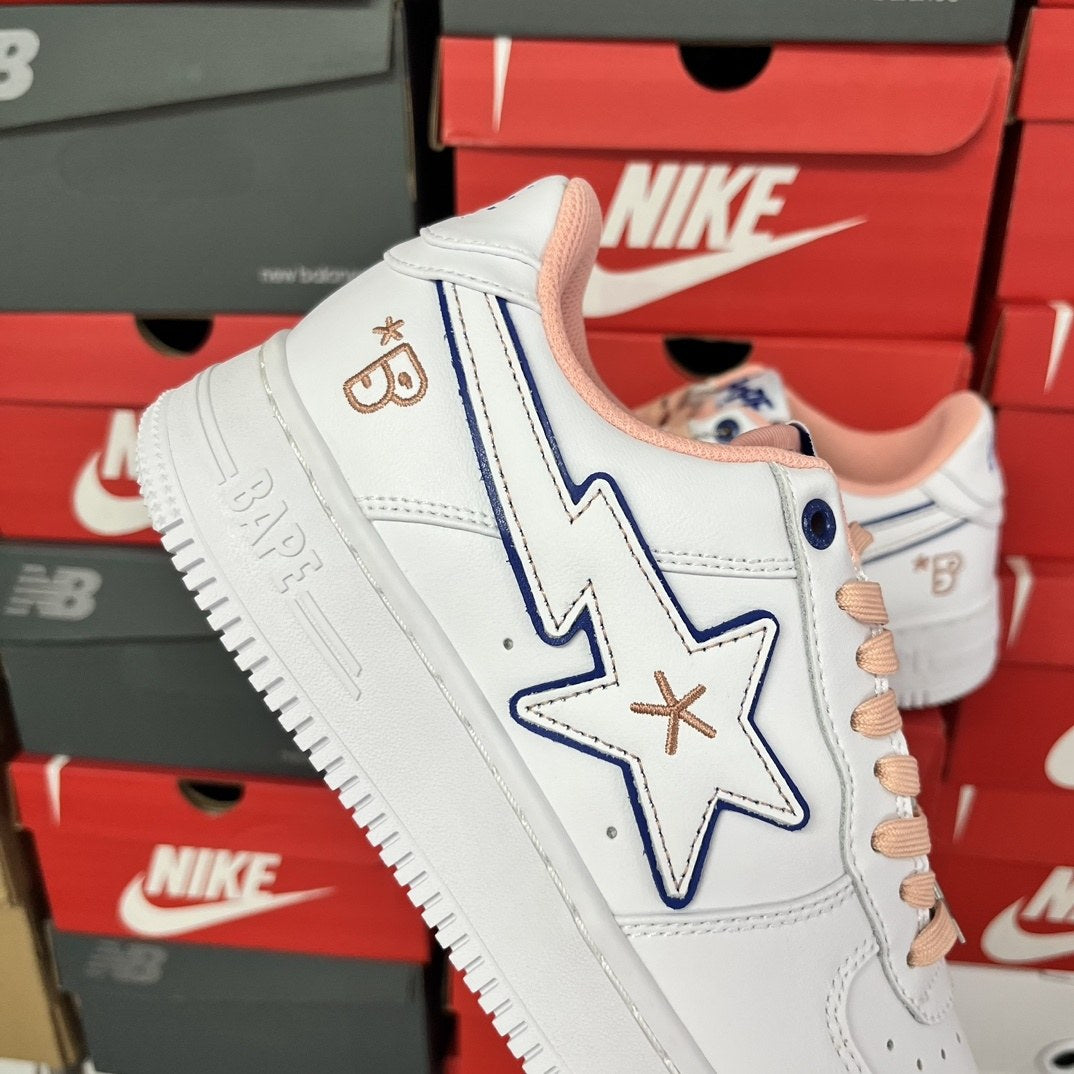 Bape Sta White Pink Outline