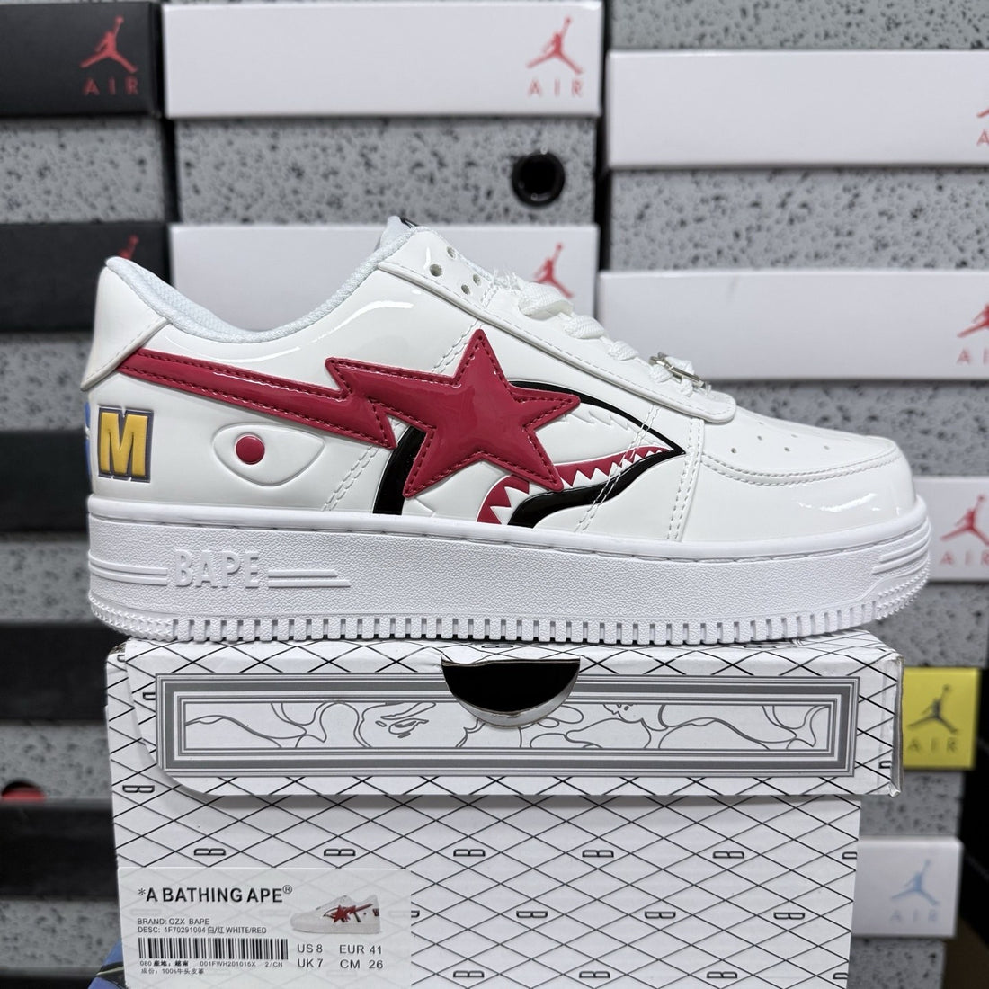 Bape Sta White Red Shark