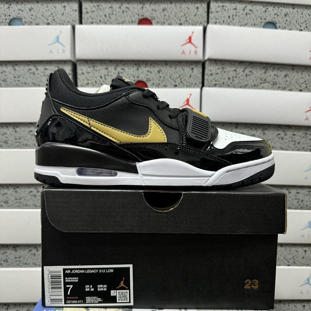 Jordan Legacy 312 Low Black Gold Patent