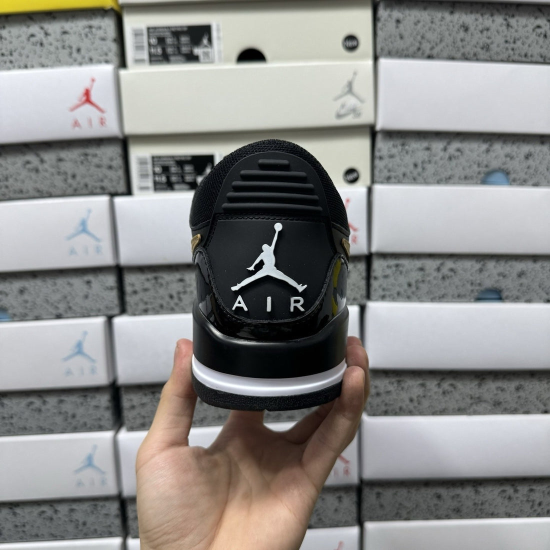 Jordan Legacy 312 Low Black Gold Patent