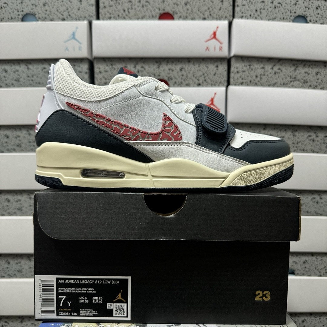 Jordan Legacy 312 Low Sail Navy Red Cement