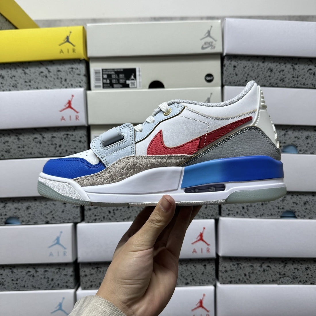 Jordan Legacy 312 Low White Royal Red Sail