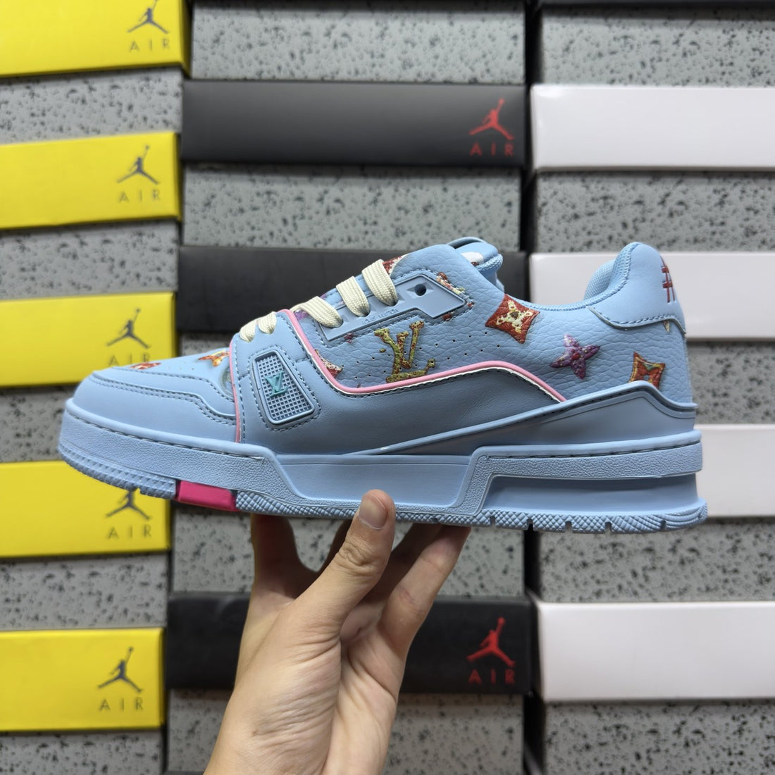 LV Trainer Baby Blue Multicolor