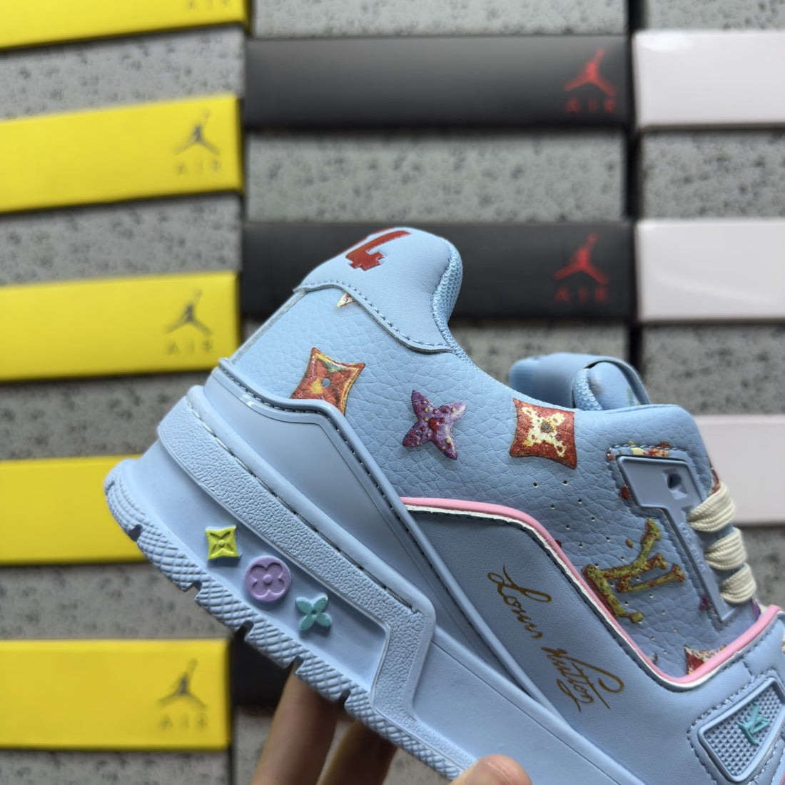 LV Trainer Baby Blue Multicolor