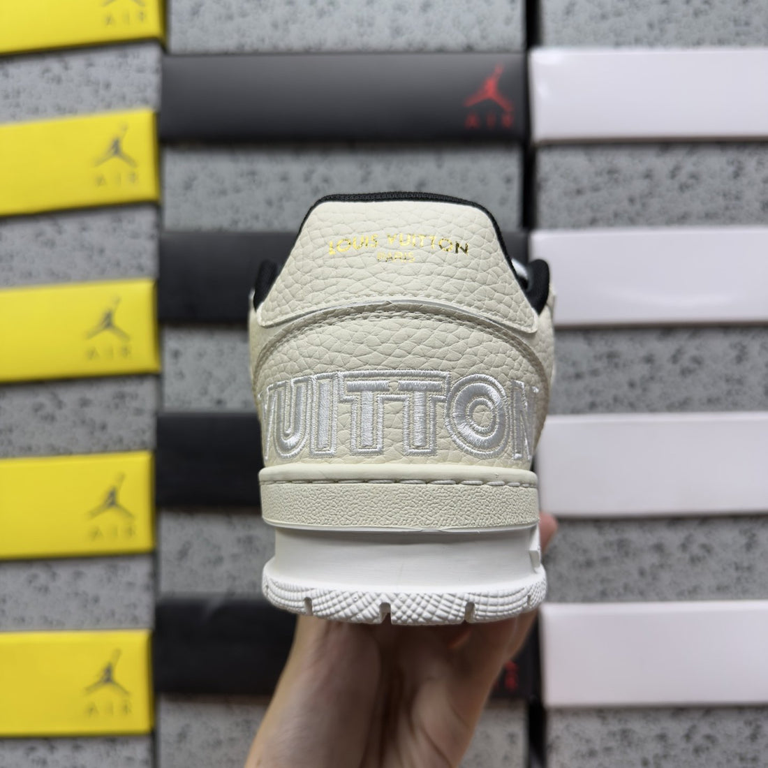 LV Trainer Beige Black Flower