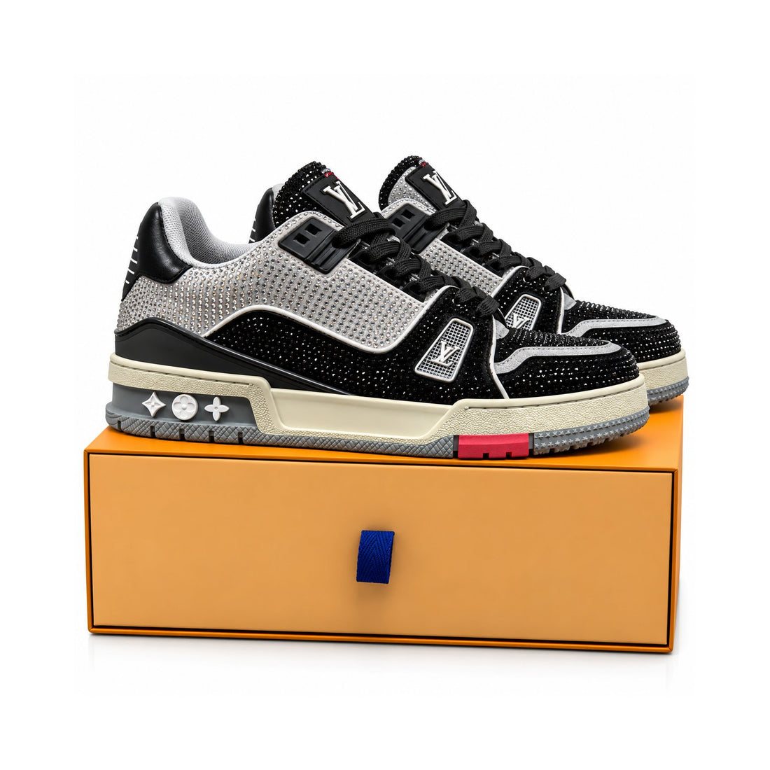 LV Trainer Black Grey Strass