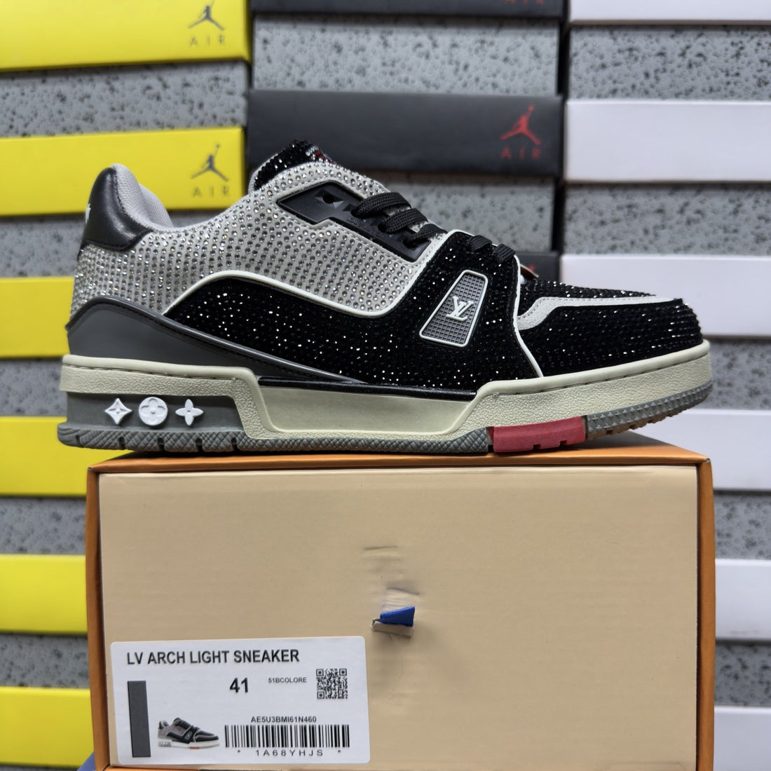LV Trainer Black Grey Strass