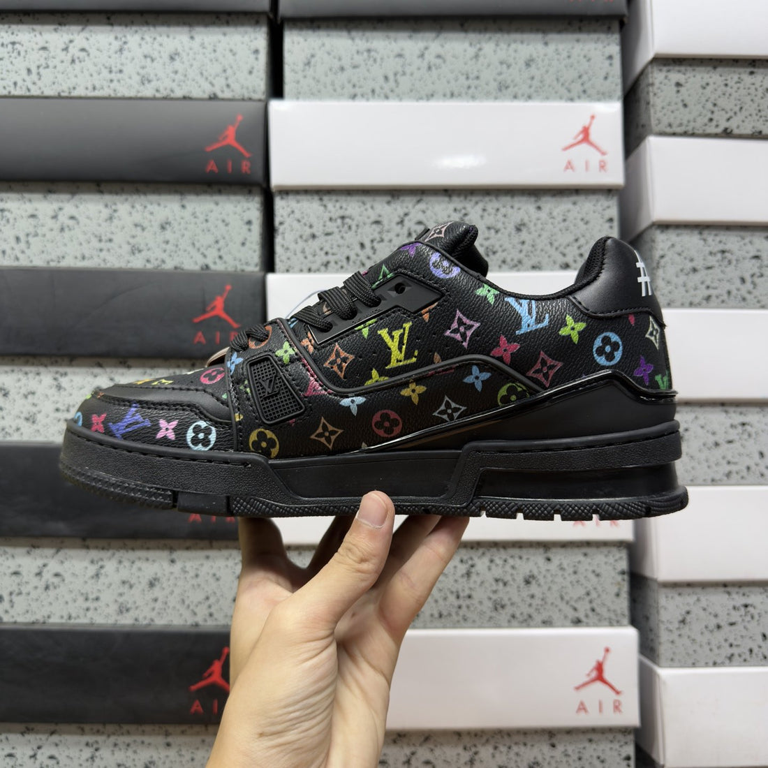 LV Trainer Black Multicolor Signature
