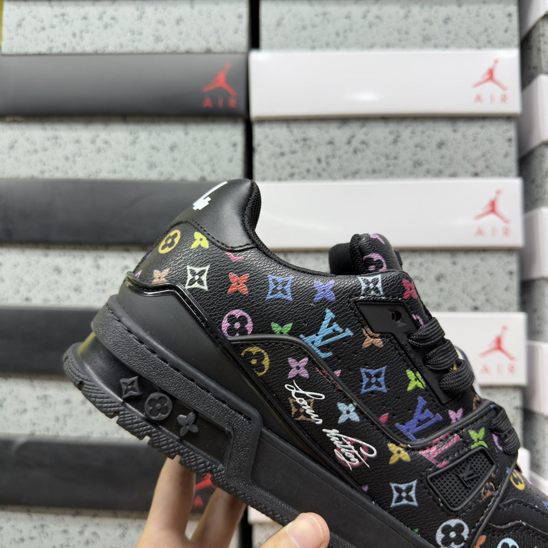 LV Trainer Black Multicolor Signature
