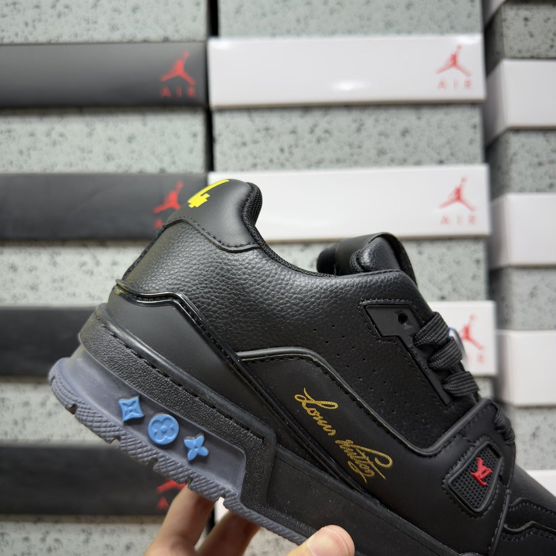 LV Trainer Black Yellow Signature