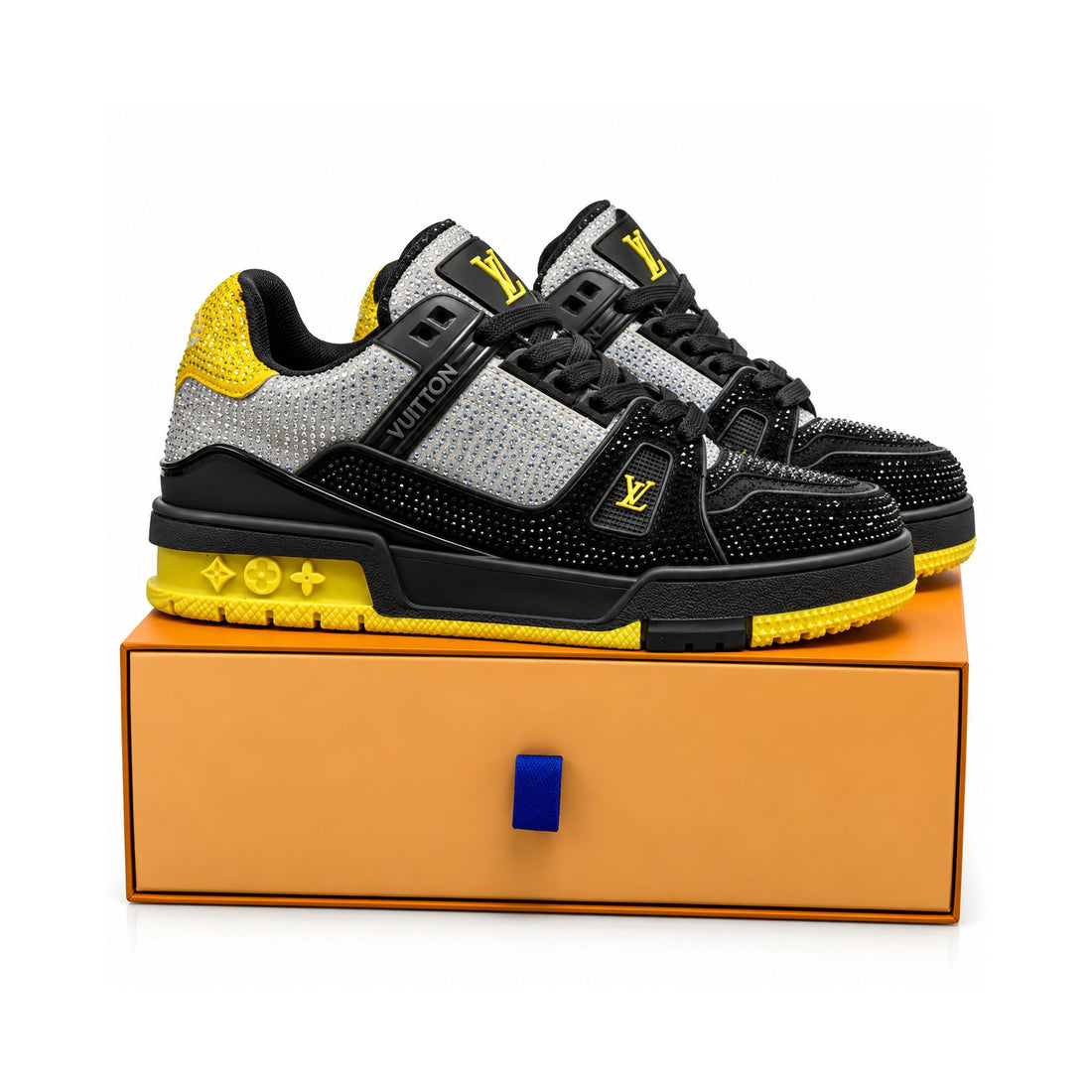 LV Trainer Black Yellow Strass