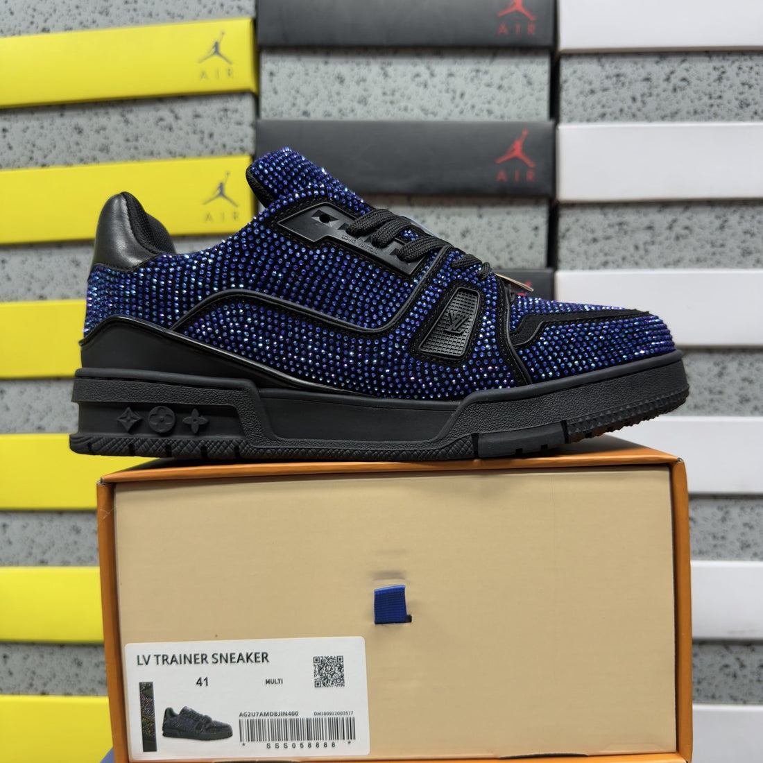 LV Trainer Blue Black Strass