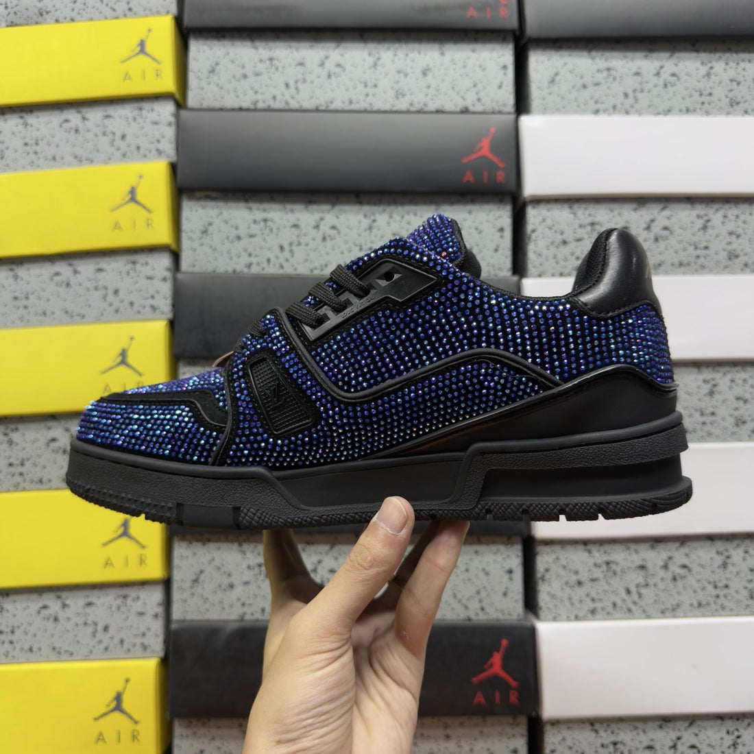 LV Trainer Blue Black Strass