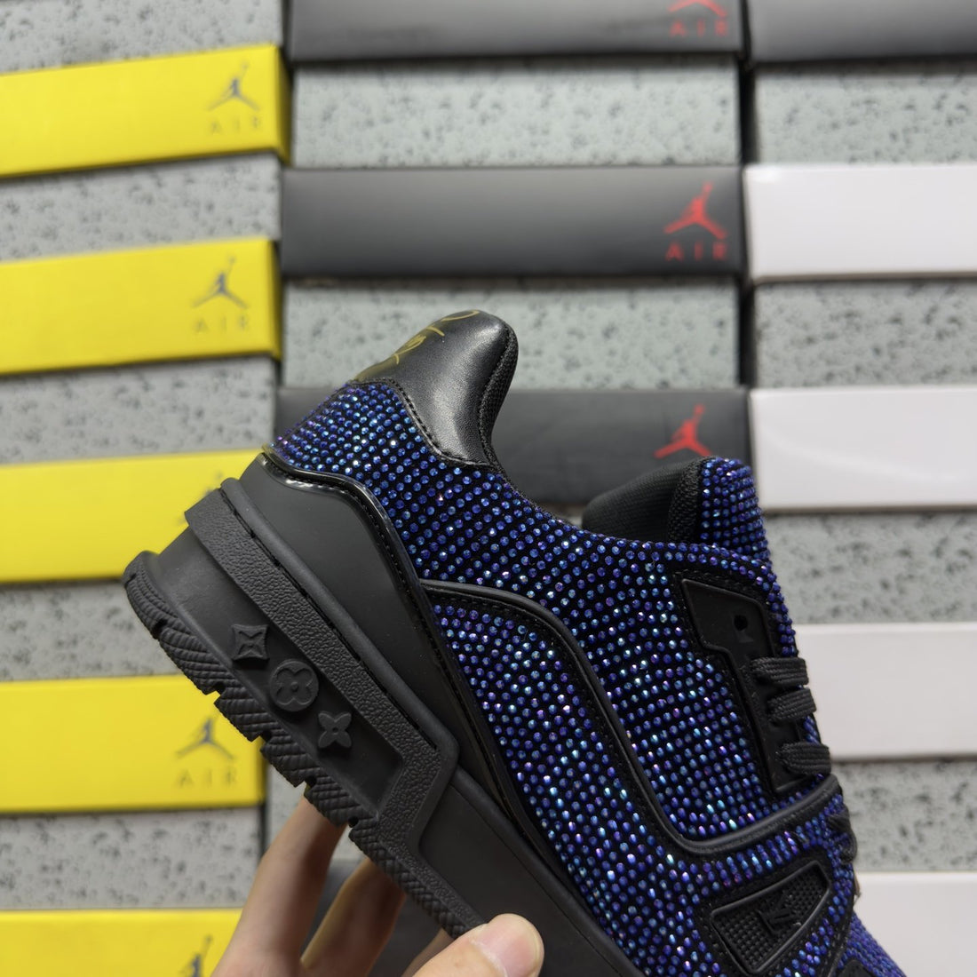 LV Trainer Blue Black Strass