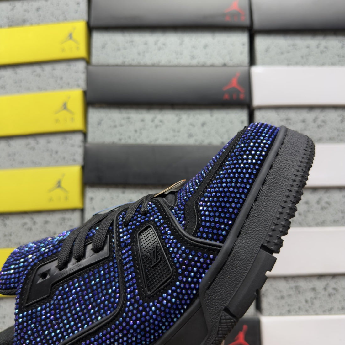 LV Trainer Blue Black Strass
