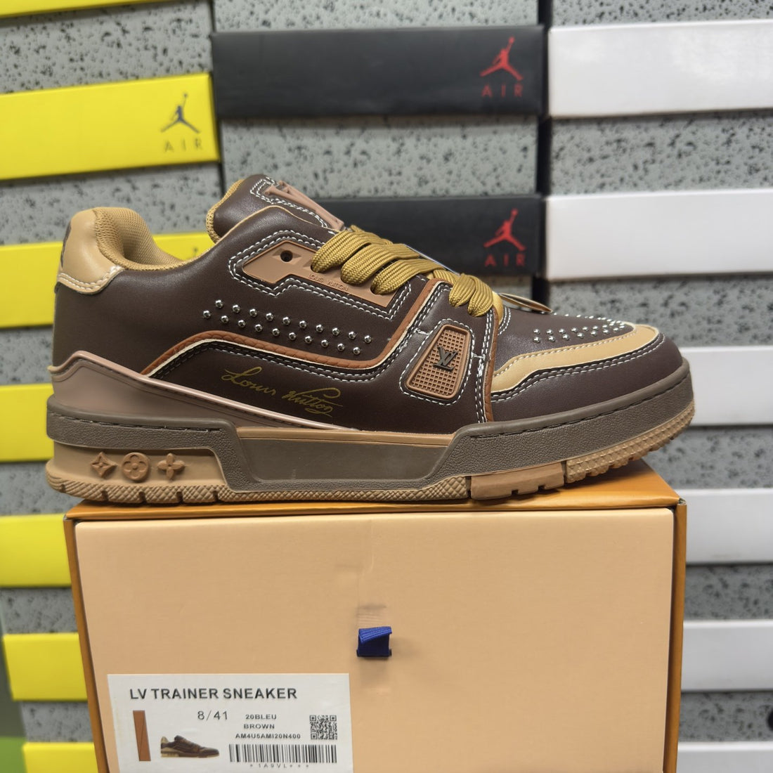LV Trainer Brown Tan Perforated