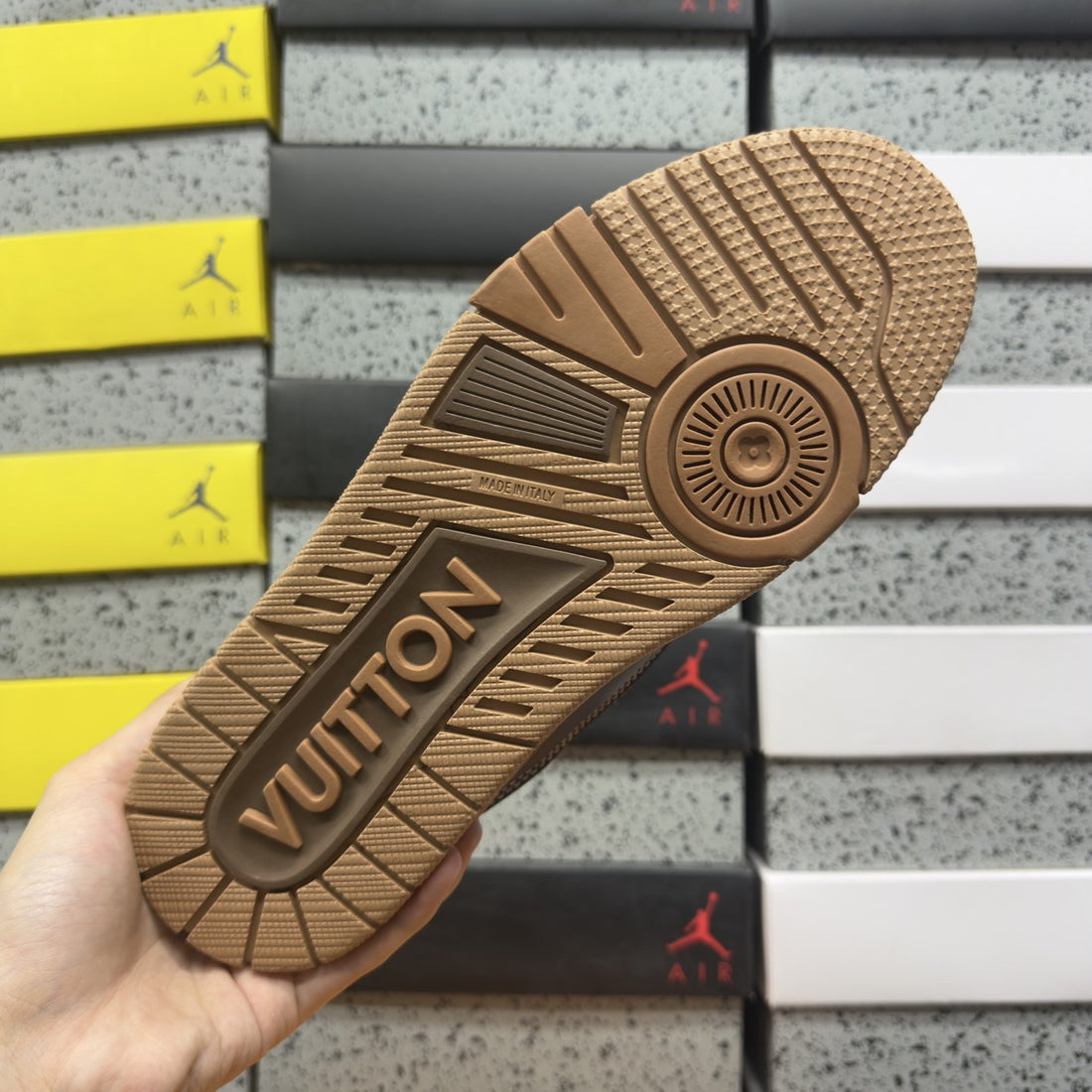 LV Trainer Brown Tan Perforated