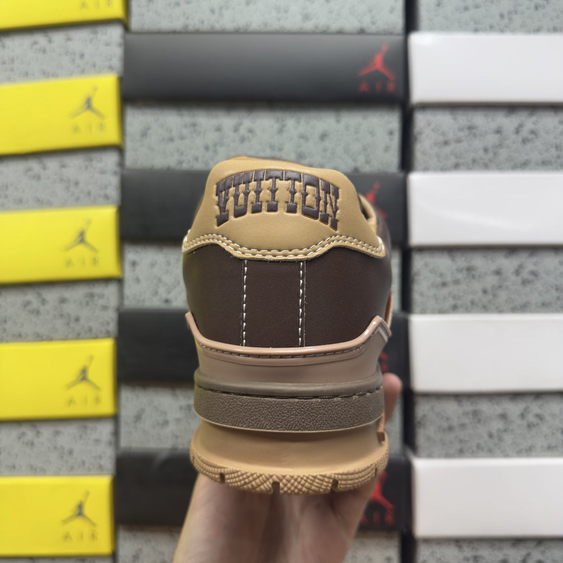 LV Trainer Brown Tan Perforated