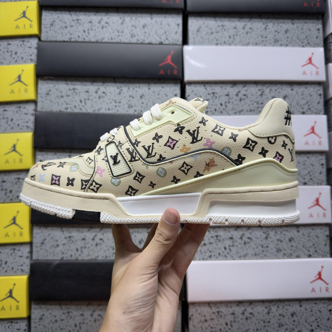 LV Trainer Cream Monogram Multicolor