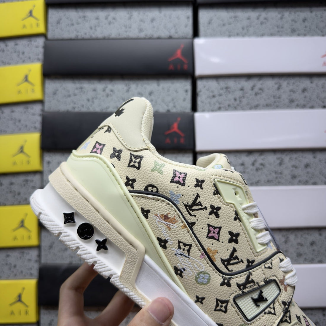LV Trainer Cream Monogram Multicolor