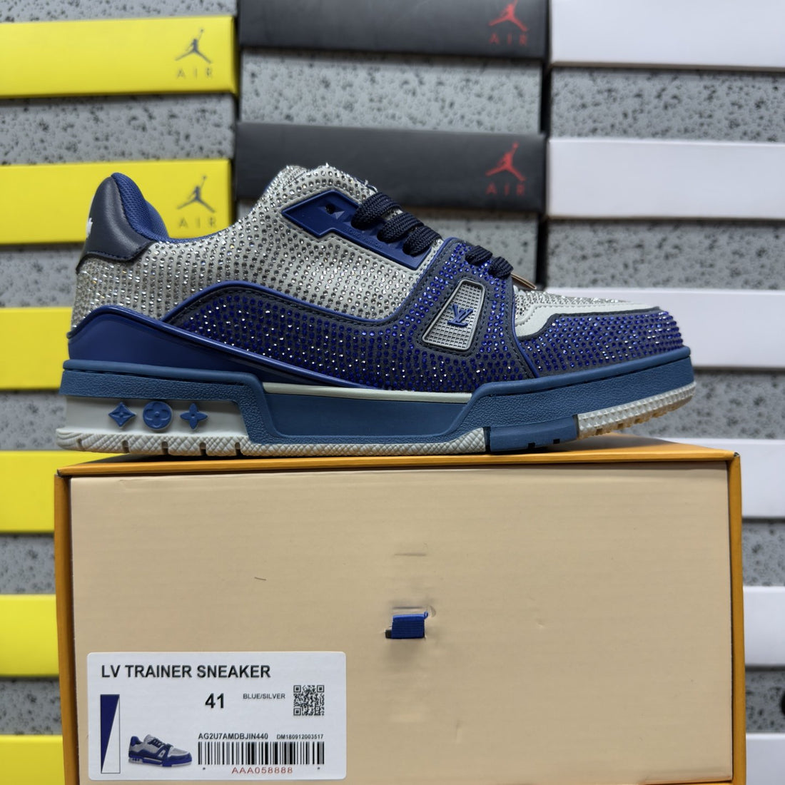 LV Trainer Navy Grey Strass
