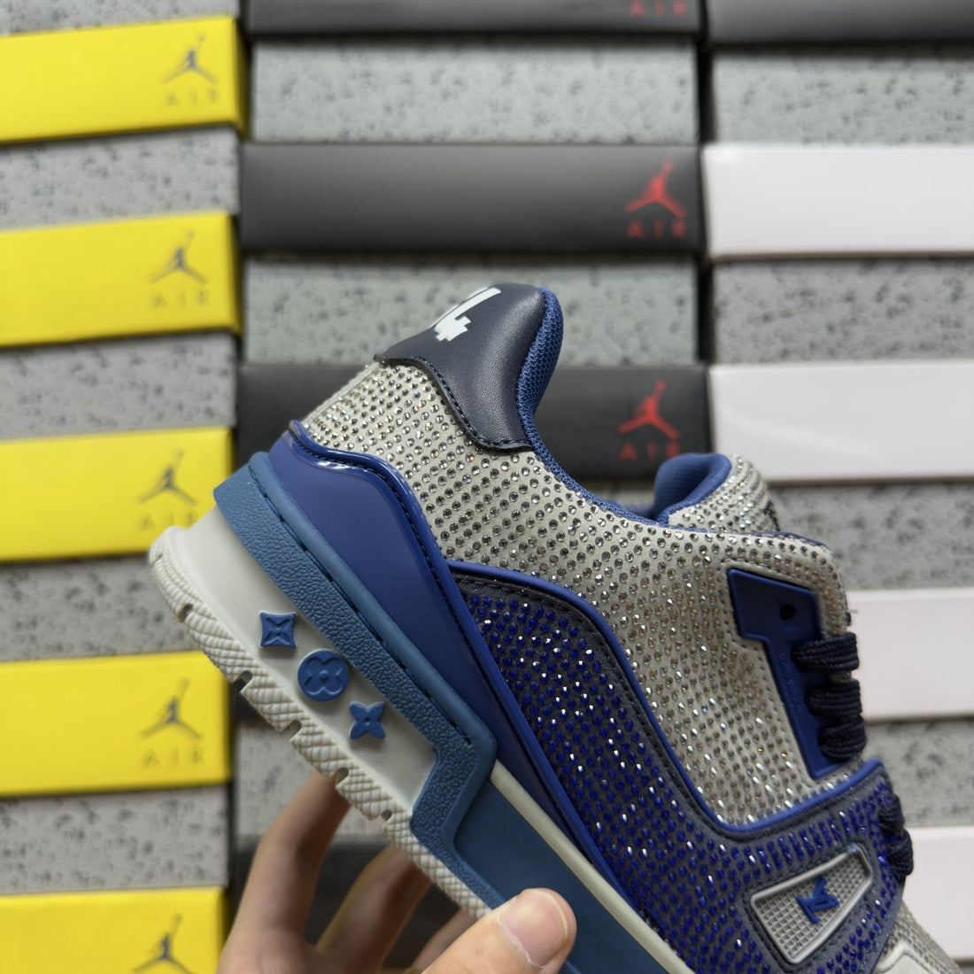 LV Trainer Navy Grey Strass