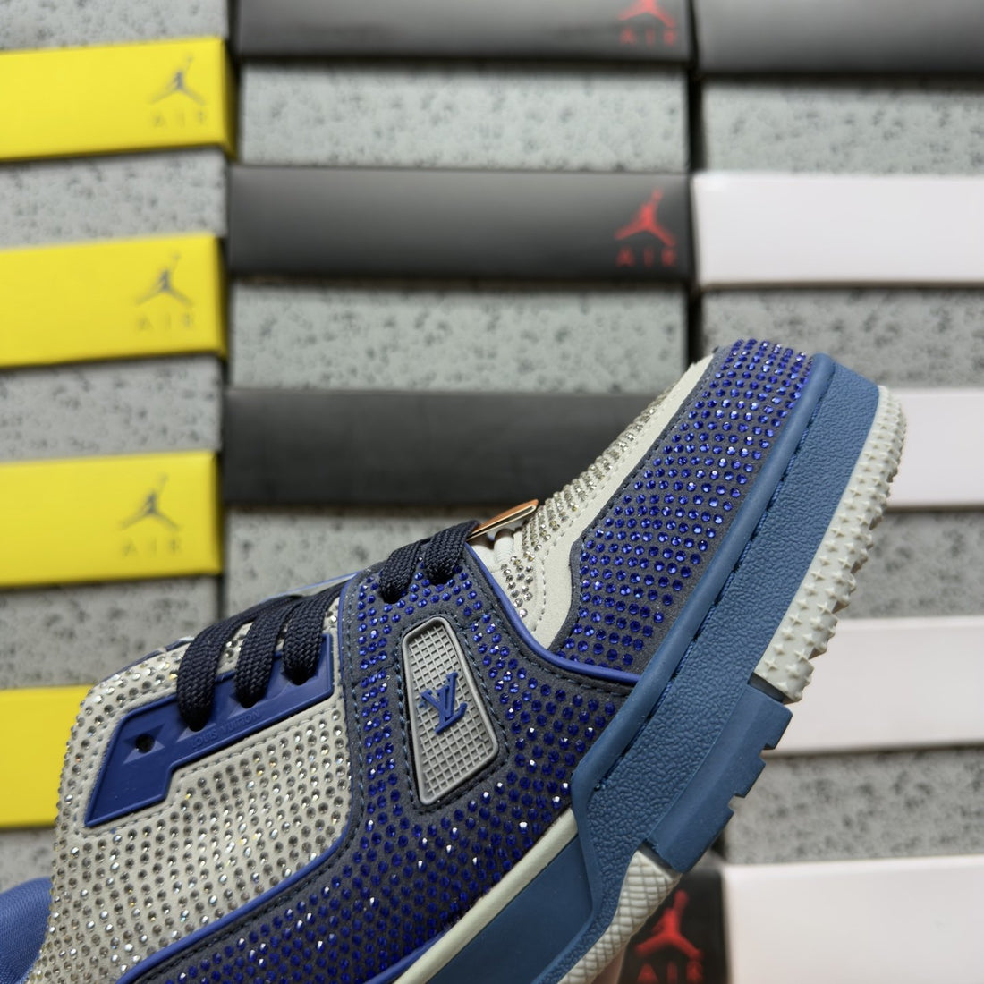 LV Trainer Navy Grey Strass