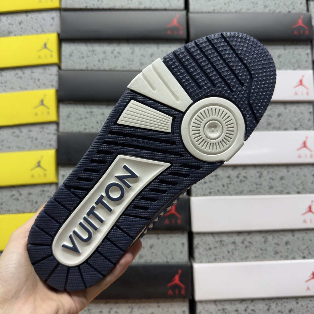 LV Trainer Navy Pearl Studs