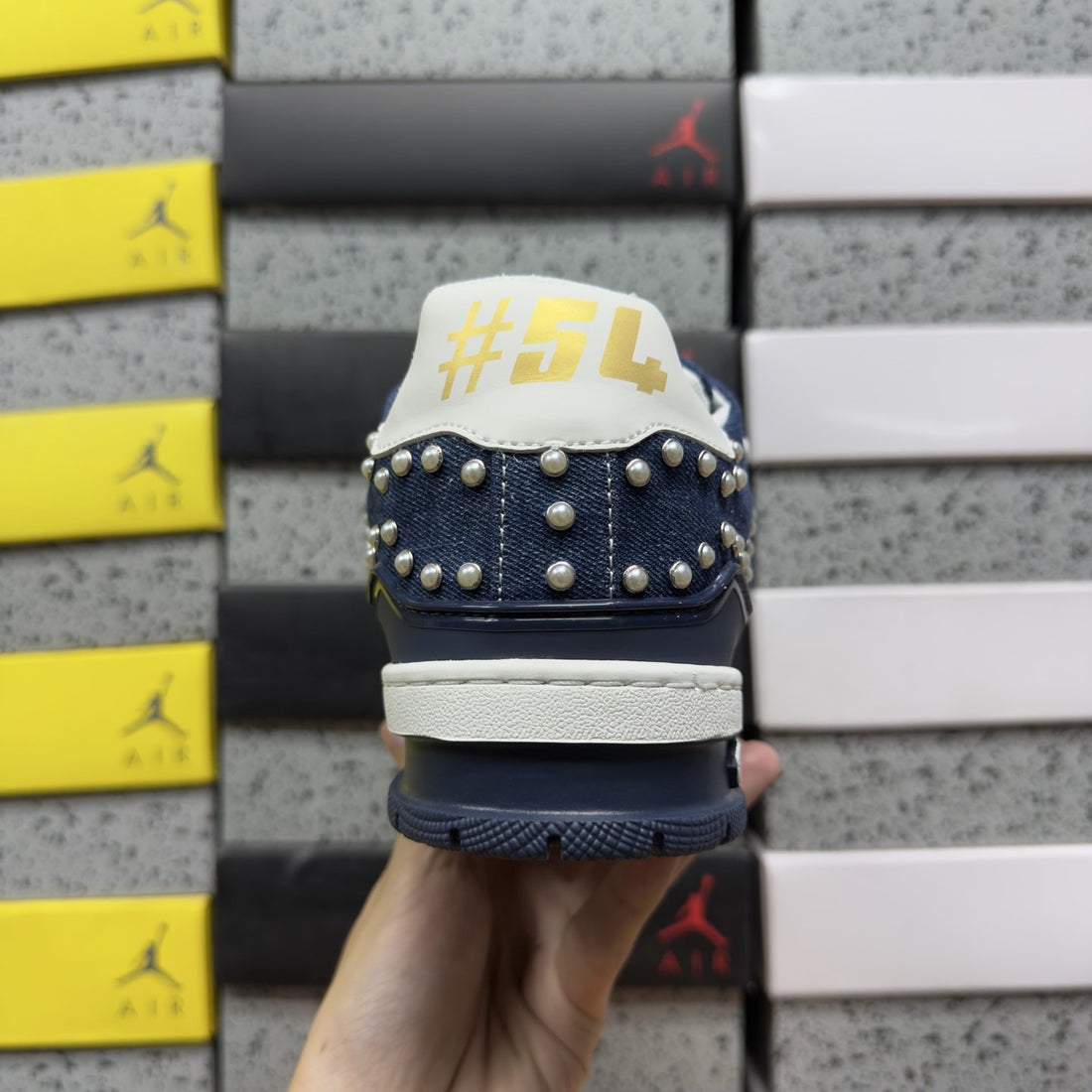 LV Trainer Navy Pearl Studs