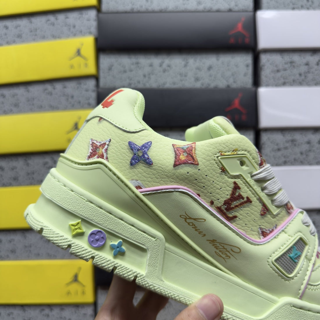 LV Trainer Pastel Green Multicolor