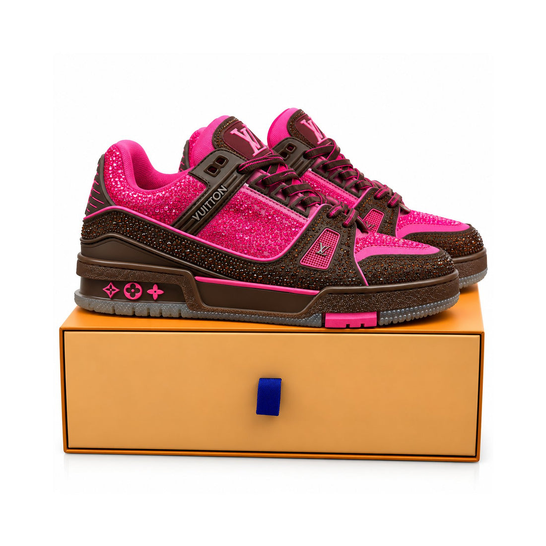 LV Trainer Pink Brown Strass