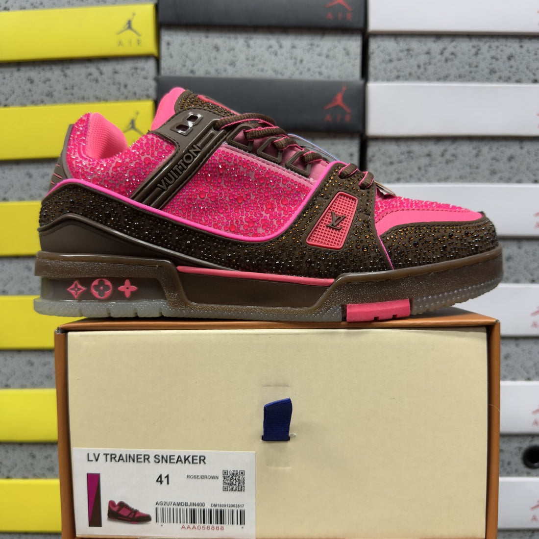 LV Trainer Pink Brown Strass