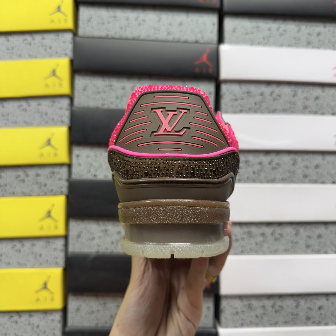 LV Trainer Pink Brown Strass