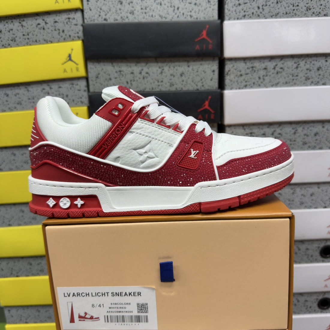 LV Trainer Red White Strass