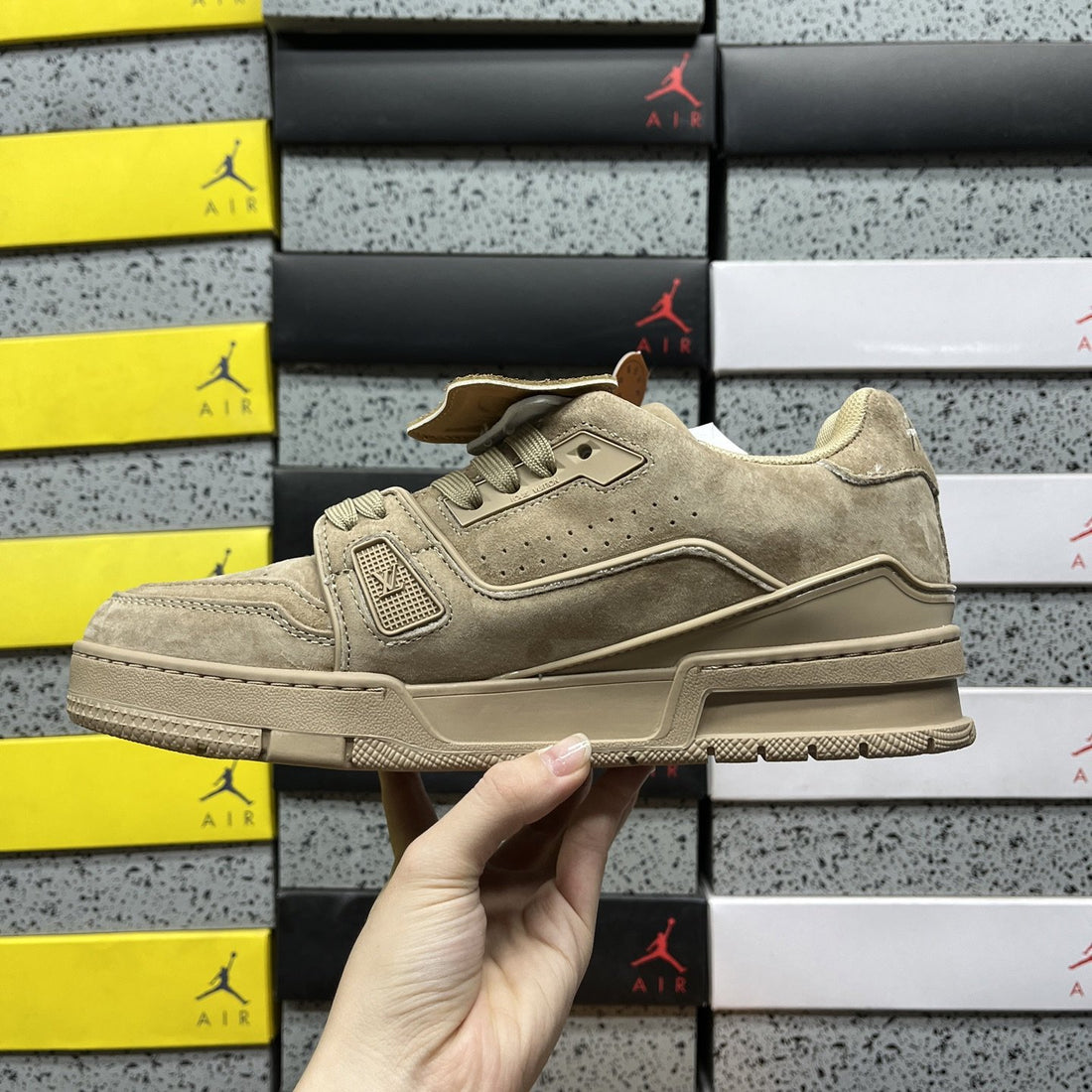 LV Trainer Tan Suede