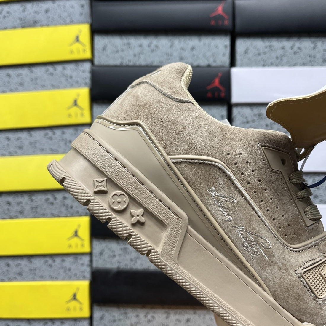 LV Trainer Tan Suede