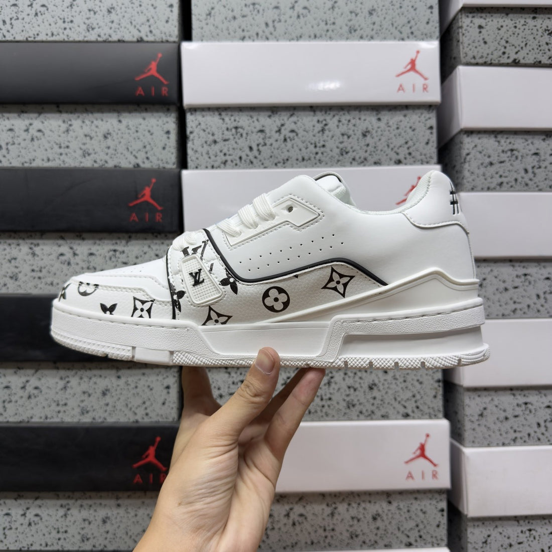 LV Trainer White Black Monogram