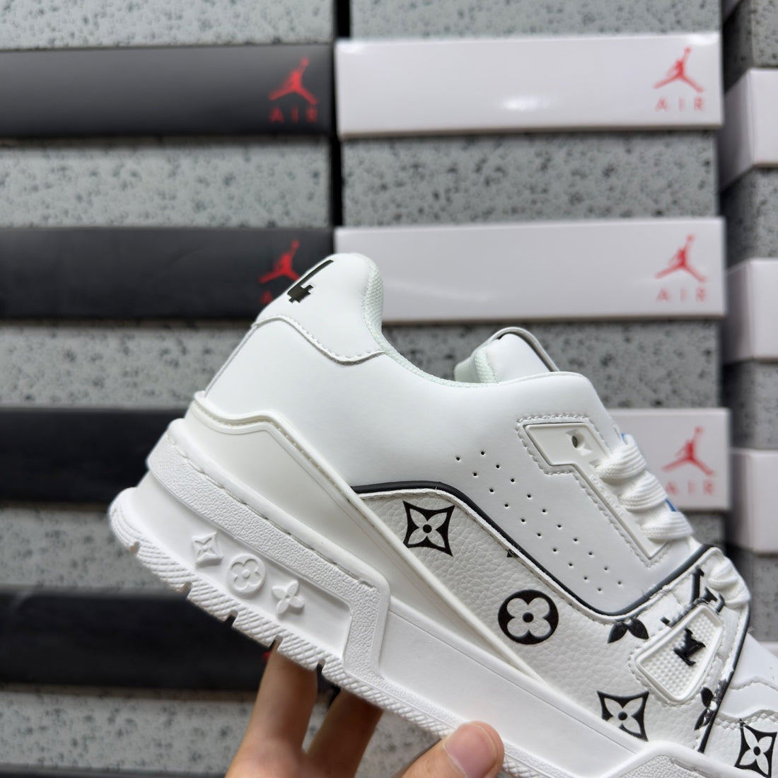 LV Trainer White Black Monogram