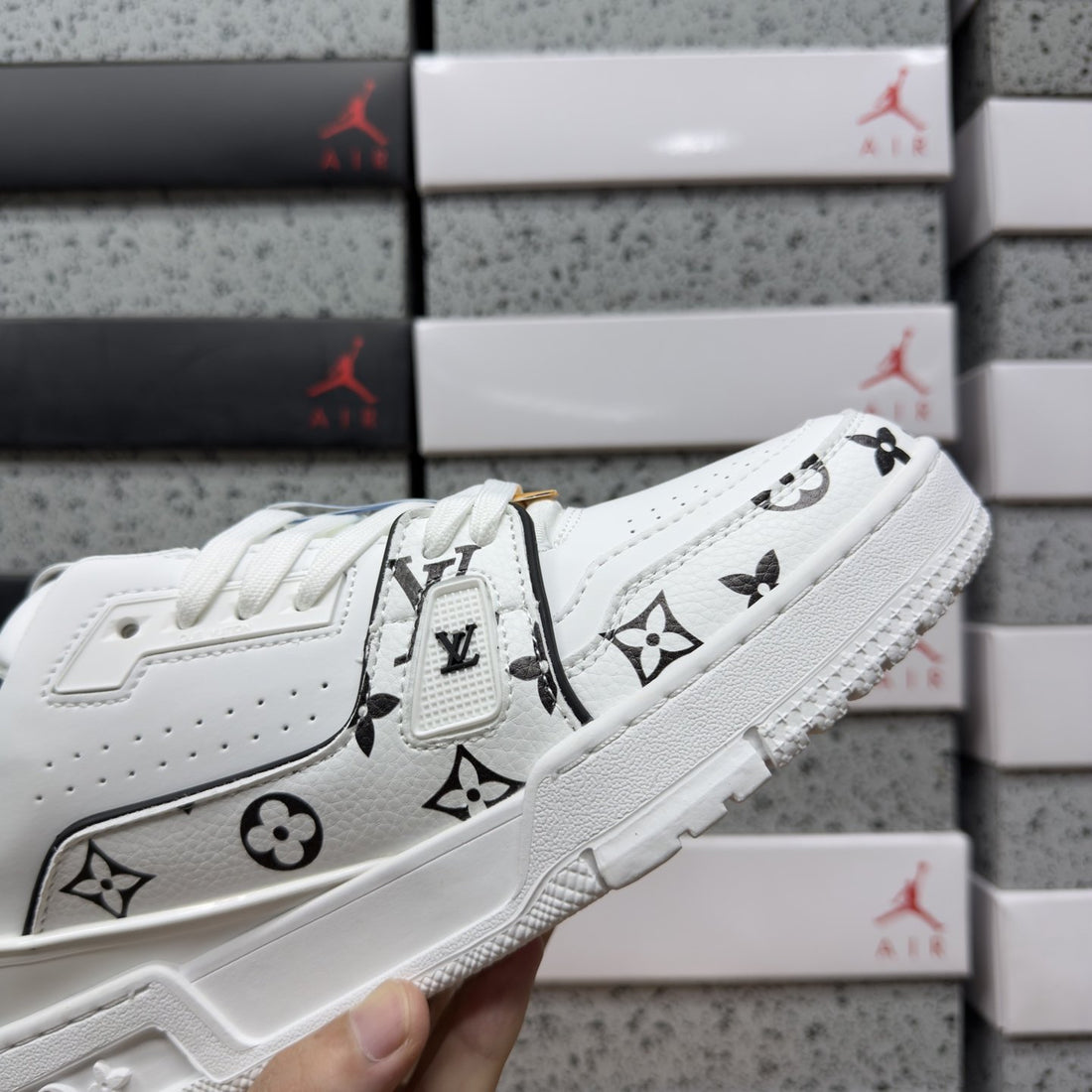 LV Trainer White Black Monogram