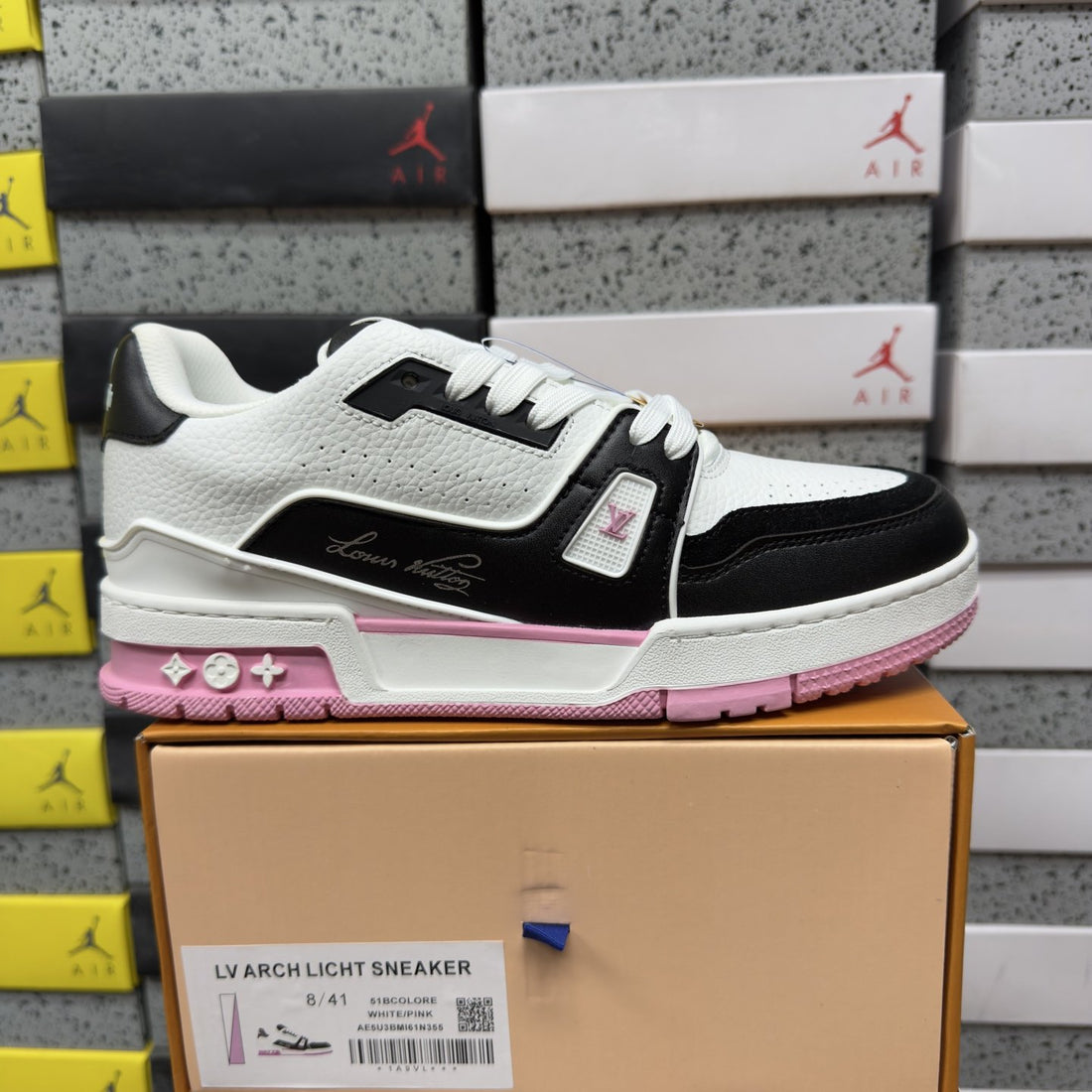 LV Trainer White Black Pink