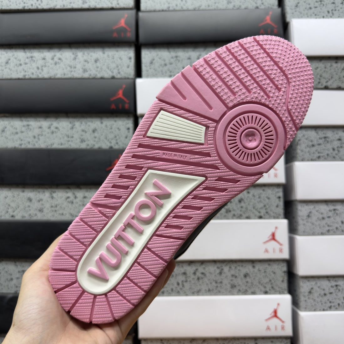 LV Trainer White Black Pink