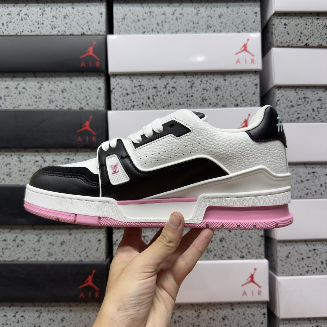 LV Trainer White Black Pink