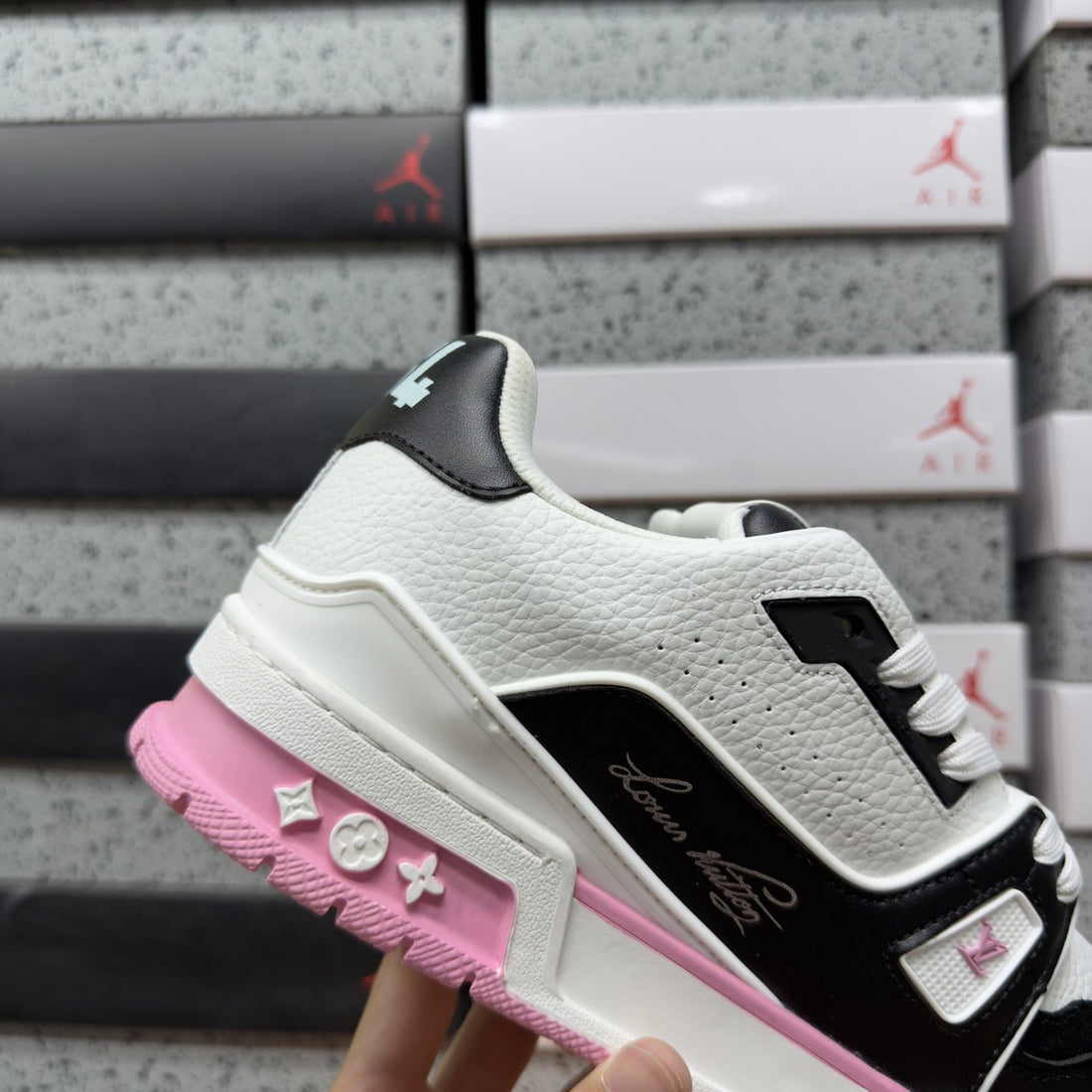 LV Trainer White Black Pink