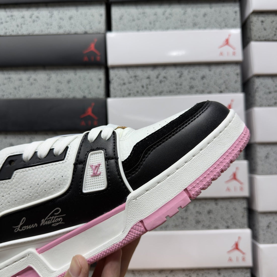 LV Trainer White Black Pink