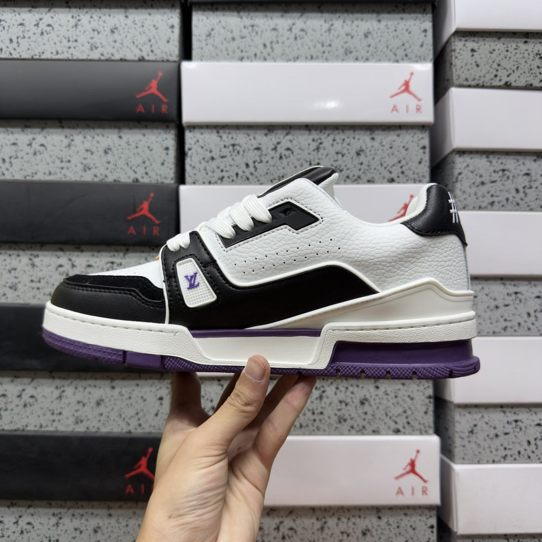 LV Trainer White Black Purple